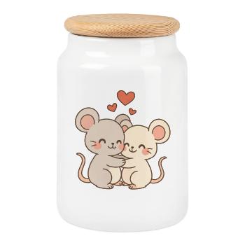 Maus Paar Liebe Couple Verliebt - Keksdose mit Holzdeckel - Weiß - Vorne