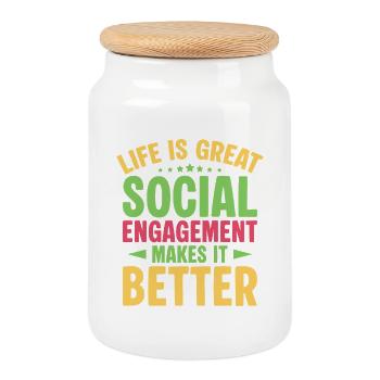 Social Worker Quote Engagement Makes It Better - Keksdose mit Holzdeckel - Weiß - Vorne
