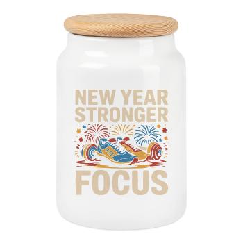 New Years Resolution Motivational Quotes - Cookie Jar with Wooden Lid - white - Front