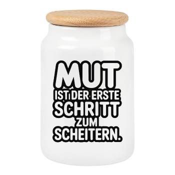Mut ist der erste Schritt zum Scheitern - Keksdose mit Holzdeckel - Weiß - Vorne