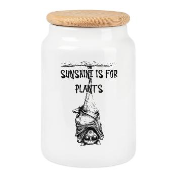 La chemise de soleil est pour les plantes Fledermaus - Boîte à biscuits avec couvercle en bois - blanc - Devant