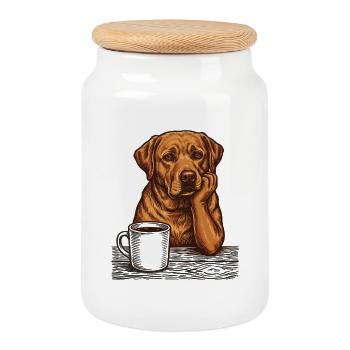 Vrai Foxred Labrador Café Râleur du matin - Boîte à biscuits avec couvercle en bois - blanc - Devant
