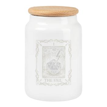 Real Bad Luck Dice Tarot Pen and Paper - Cookie Jar with Wooden Lid - white - Front