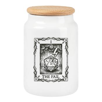 Real Bad Luck Dice Tarot Pen and Paper - Cookie Jar with Wooden Lid - white - Front