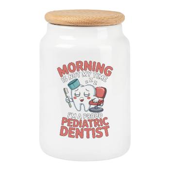 Le matin chez le dentiste pédiatrique n’est pas mon moment en dentisterie - Boîte à biscuits avec couvercle en bois - blanc - Devant