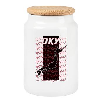 Japanisch Tokio Streetwear - Keksdose mit Holzdeckel - Weiß - Vorne
