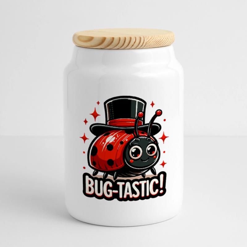 Bug-Tastic: Ladybug Magic Hat Cookie Jar with Wooden Lid