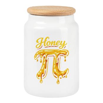 Honey Pi - Honey Pie Pun - Cookie Jar with Wooden Lid - white - Front