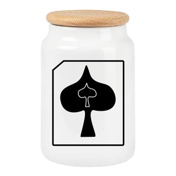 Stilisierte_Spielkarte_Pik - Boîte à biscuits avec couvercle en bois - blanc - Devant