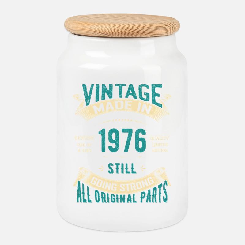 Vintage 1976 läuft immer noch stark - Keksdose mit Holzdeckel - Weiß
