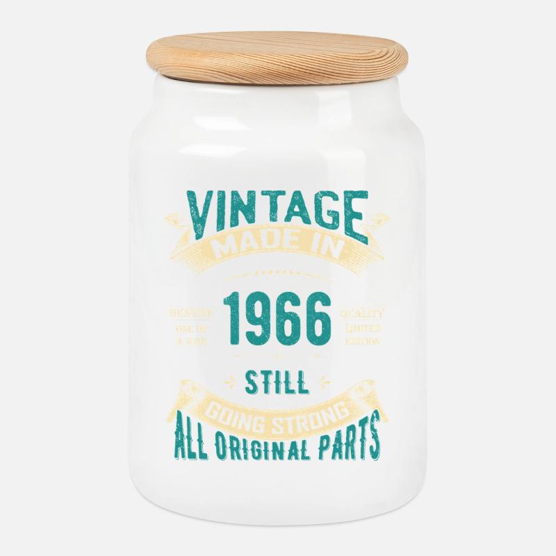 Vintage 1966 immer noch stark - Keksdose mit Holzdeckel - Weiß