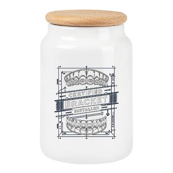 Hygiéniste orthodontique certifié en dentisterie à brackets - Boîte à biscuits avec couvercle en bois - blanc - Devant