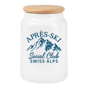 Après Ski Social Club Alpes suisses - Boîte à biscuits avec couvercle en bois - blanc - Devant