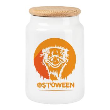 Safari Africa Serengeti Wildlife Halloween Bouquet - Cookie Jar with Wooden Lid - white - Front