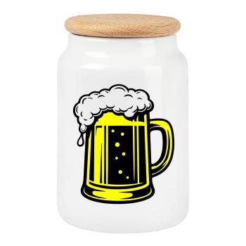 Bierkrug Symbol Bier - Keksdose mit Holzdeckel - Weiß - Vorne