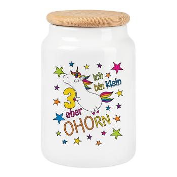 3 Years Girl Unicorn I'm Small But Maple - Cookie Jar with Wooden Lid - white - Front