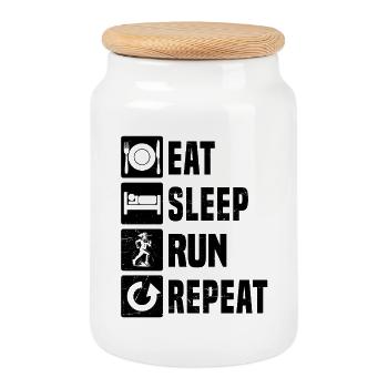 Easy Running Timeless Design - Cookie Jar with Wooden Lid - white - Front