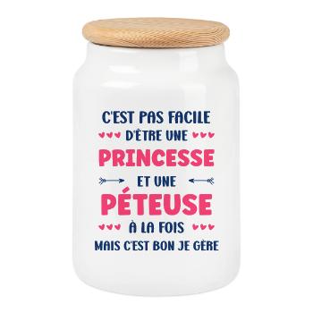 Princesse et Pétueuse – humour audacieux - Boîte à biscuits avec couvercle en bois - blanc - Devant