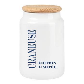 Crane - Cookie Jar with Wooden Lid - white - Front