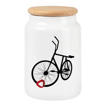 Cycling ball, cycleball, indoor cycling - Cookie Jar with Wooden Lid - white - Front