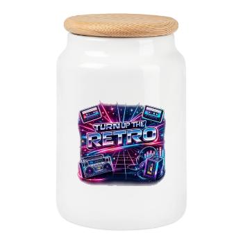 Turn Up the Retro Neon Nostalgia - Keksdose mit Holzdeckel - Weiß - Vorne