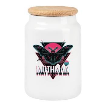 Mothman Rétro Synthwave Cryptid Urban Legend années 80 - Boîte à biscuits avec couvercle en bois - blanc - Devant