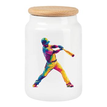 Puissance colorée du baseball - Boîte à biscuits avec couvercle en bois - blanc - Devant