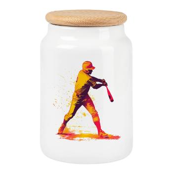 Color Explosion Baseball Bat - Cookie Jar with Wooden Lid - white - Front