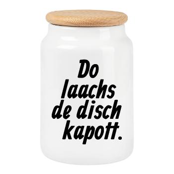 Do laachs de disch kapott - Kölsche §11 - Boîte à biscuits avec couvercle en bois - blanc - Devant