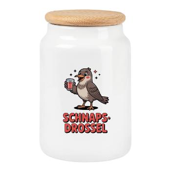Drôle de fête drôle de grives alcoolisées buvant et oiseau - Boîte à biscuits avec couvercle en bois - blanc - Devant