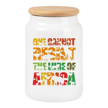 Safari Afrique Serengeti faune et savane animaux - Boîte à biscuits avec couvercle en bois - blanc - Devant