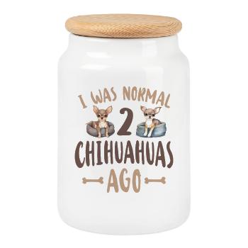 Chihuahua Chihuahueño I Was Normal - Cookie Jar with Wooden Lid - white - Front