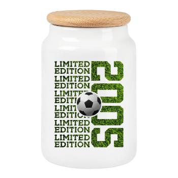 LIMITED EDITION 2005 FUßBALL 21. GEBURTSTAG - Keksdose mit Holzdeckel - Weiß - Vorne