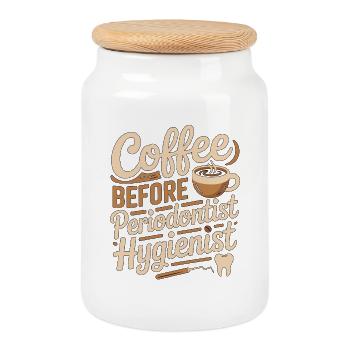 Parodontiste Hygiéniste Café Dentiste Amoureux du café - Boîte à biscuits avec couvercle en bois - blanc - Devant