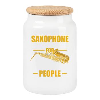 Saxophone the instrument Saxophone player - Cookie Jar with Wooden Lid - white - Front