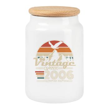 Vintage 2006 Jahrgang Geburtstag Geschenk - Keksdose mit Holzdeckel - Weiß - Vorne