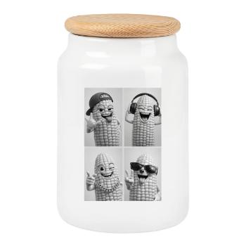 Corn - Cookie Jar with Wooden Lid - white - Front
