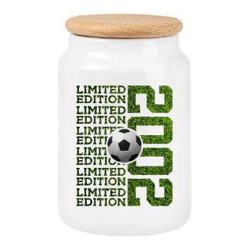 LIMITED EDITION 2002 FOOTBALL 24TH BIRTHDAY - Cookie Jar with Wooden Lid - white - Front