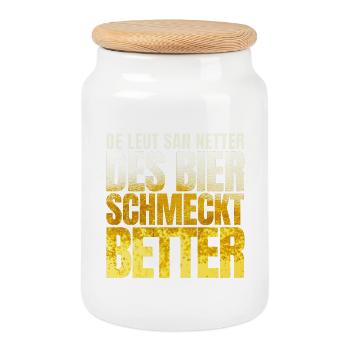 Tirol Des Bier schmeckt better - Keksdose mit Holzdeckel - Weiß - Vorne