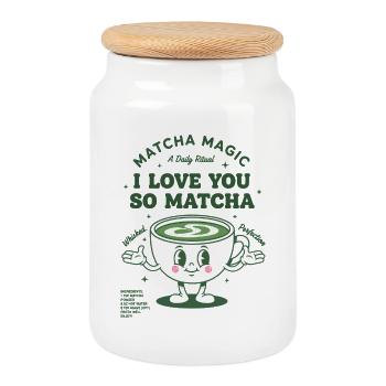 Matcha Magic I Love You So Matcha Green Tea - Keksdose mit Holzdeckel - Weiß - Vorne