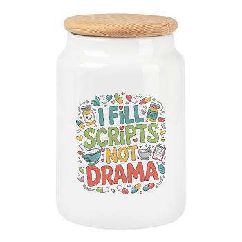 Retail Pharmacist I Fill Scripts Rx Specialist - Cookie Jar with Wooden Lid - white - Front