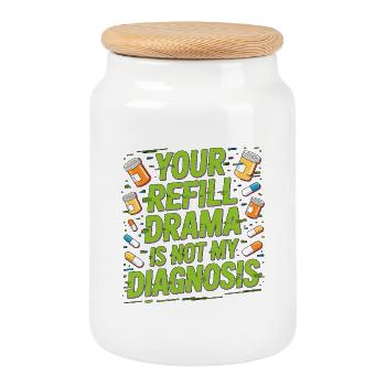 Pharmacien de détail Votre renouvellement Drama Pharmacie Soins - Boîte à biscuits avec couvercle en bois - blanc - Devant