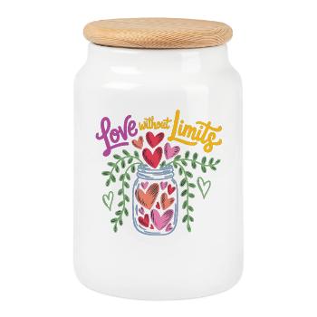 Love Without Borders Shirt – Gift Idea - Cookie Jar with Wooden Lid - white - Front