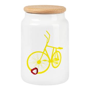 Cycling ball, cycleball, indoor cycling - Cookie Jar with Wooden Lid - white - Front