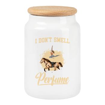  Horse Gymnastics Artistic Equestrian Horse - Cookie Jar with Wooden Lid - white - Front