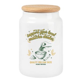 Support Your Local Matcha Dealer Quality You Can - Keksdose mit Holzdeckel - Weiß - Vorne