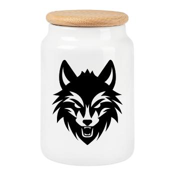 Wolf - Keksdose mit Holzdeckel - Weiß - Vorne