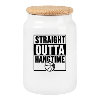 Straight Outta Hangtime Basketball Sports - Cookie Jar with Wooden Lid - white - Front