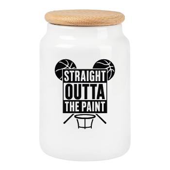 Straight Outta The Paint Basketball Sport - Cookie Jar with Wooden Lid - white - Front
