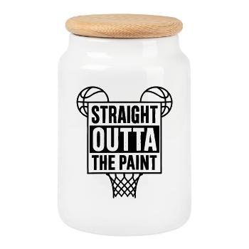Straight Outta The Paint Basketball Sport - Cookie Jar with Wooden Lid - white - Front